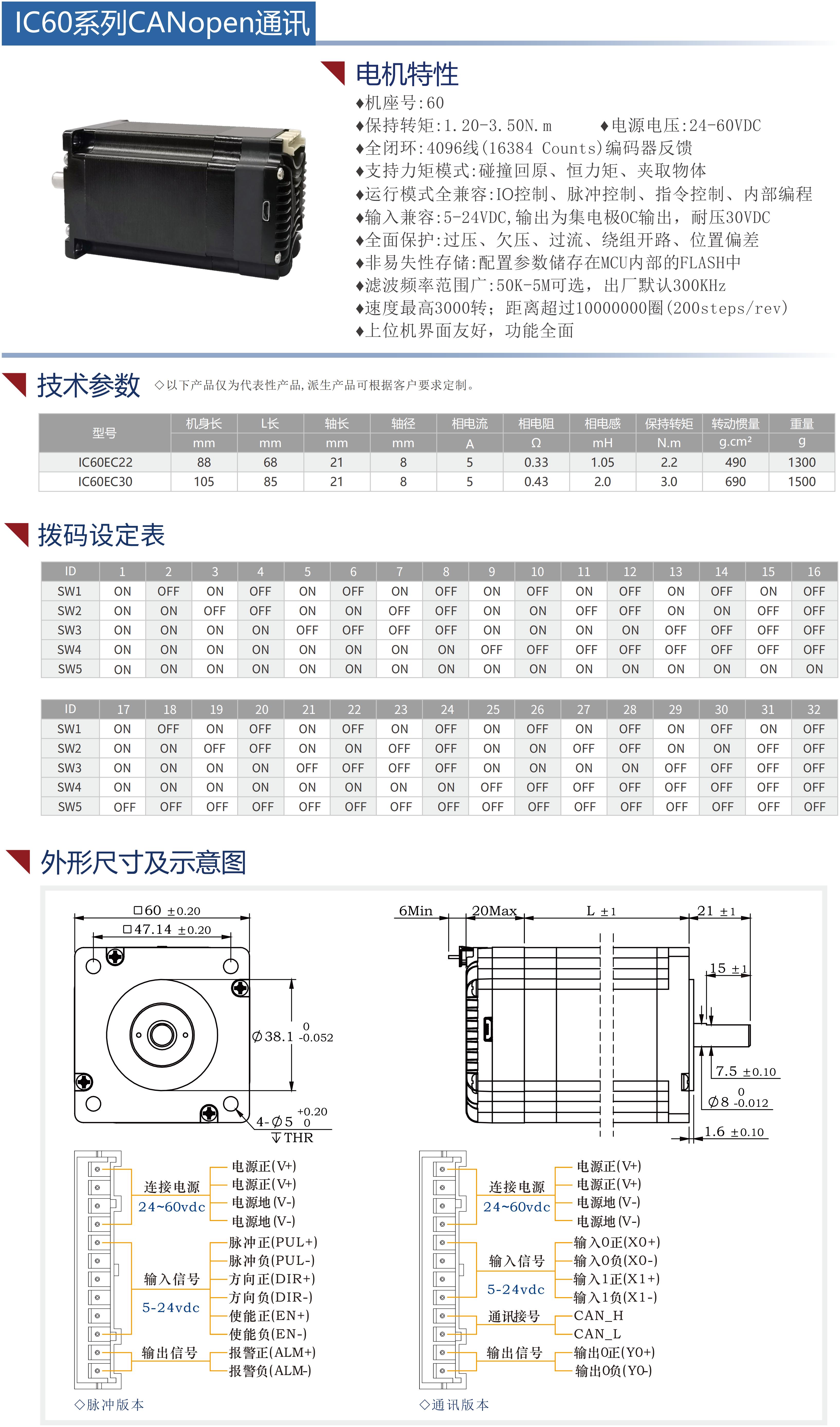 60集成式步进伺服电机（CANopen通讯）