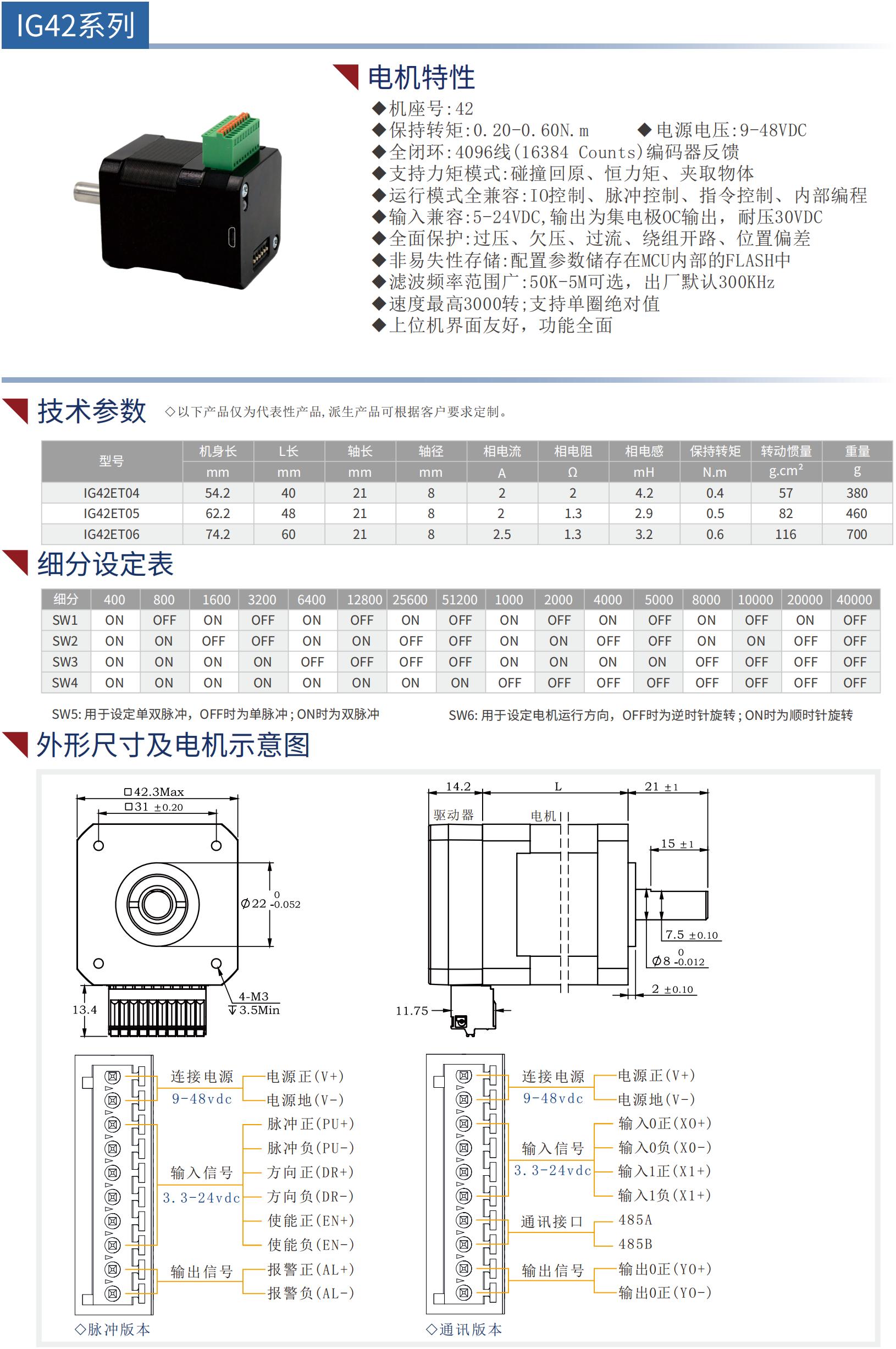 IG系列42集成式步进伺服电机(485通讯)