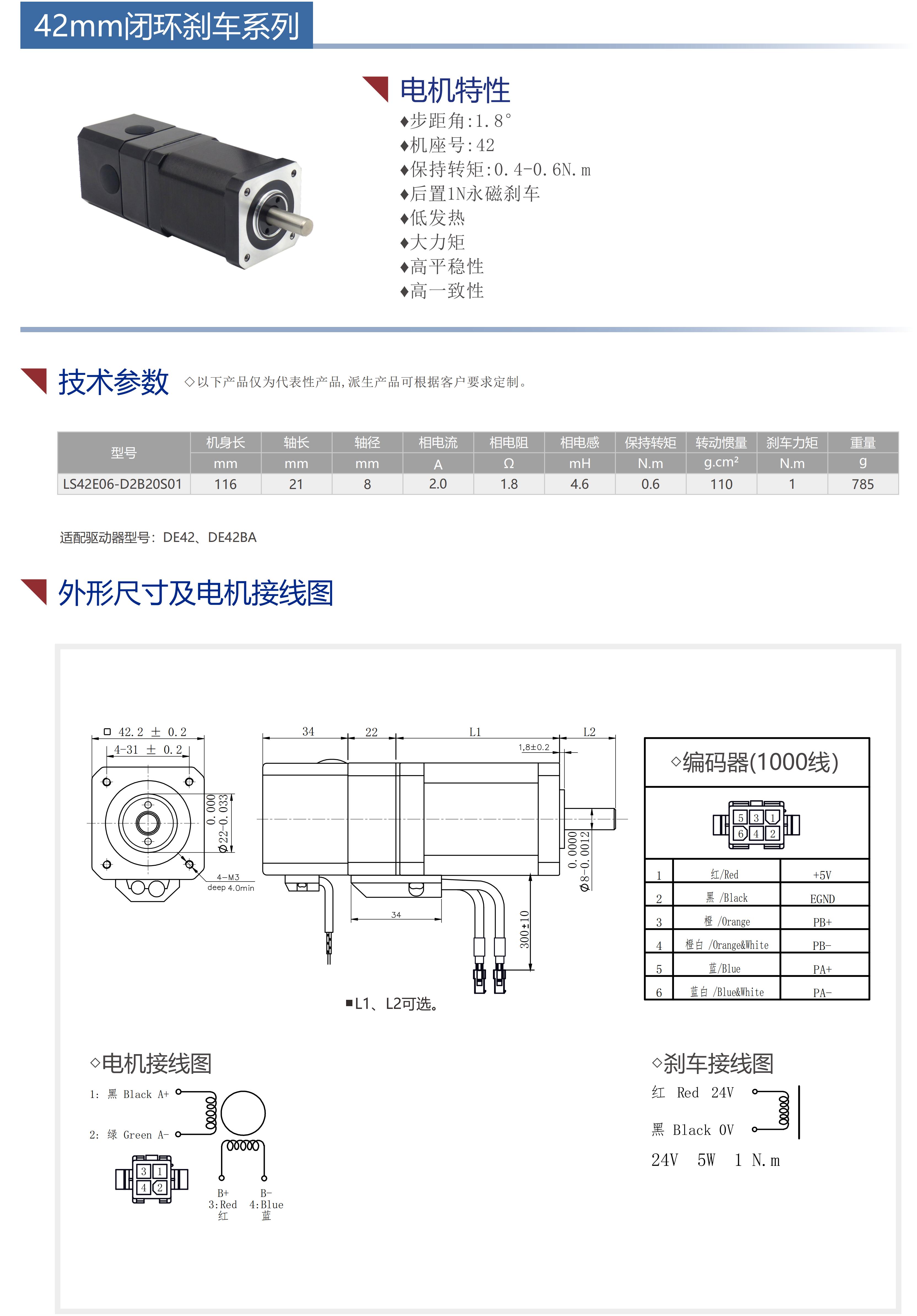 42闭环刹车电机