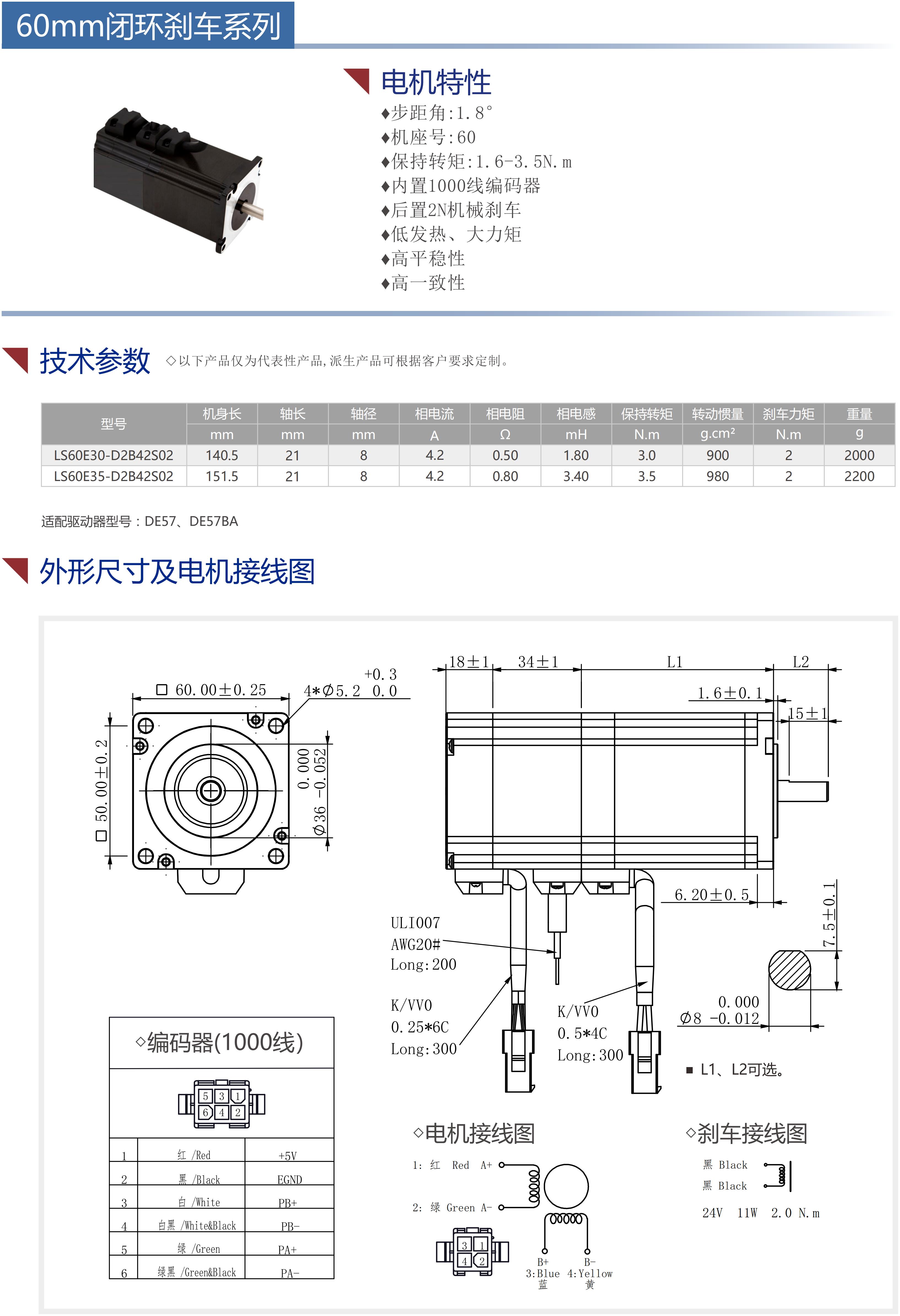 60闭环步进刹车电机